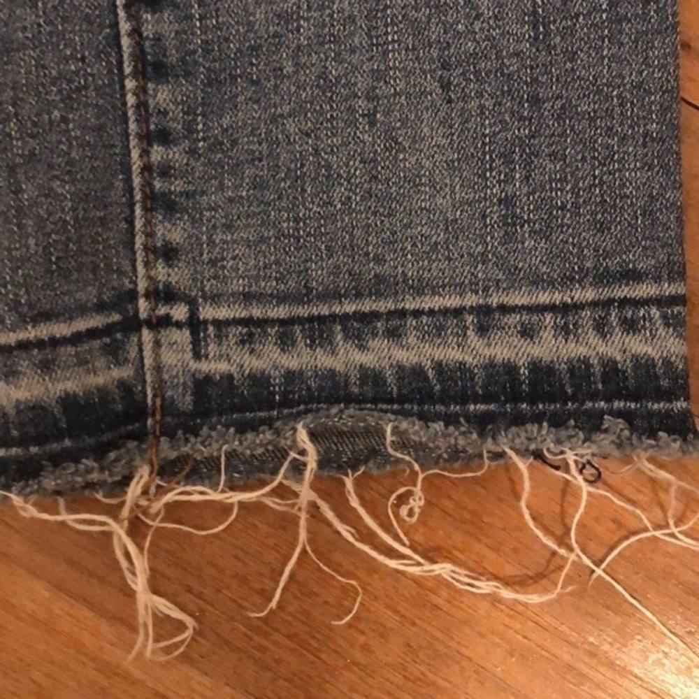 Gap 1969 medium wash raw hem high waist distressed Skinny jeans size 28 - Picture 10 of 14
